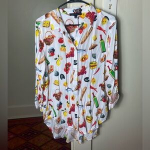 Jane Delaney Picnic/Italian Themed Button Down Shirt